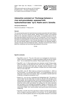 Interactive comment on &ldquo;Exchange between a river and groundwater