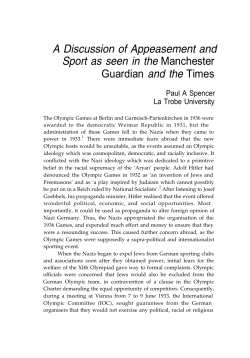 A Discussion of Appeasement and Sport as seen in the