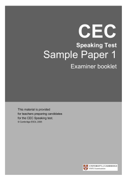 CEC Speaking Test - Sample Pack 1 &ndash; Examiner