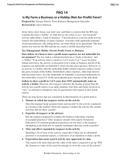 FAQ 14 - Is My Farm a Business or a Hobby (Not-for