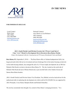 ARA`s South Florida Land Division Executes the