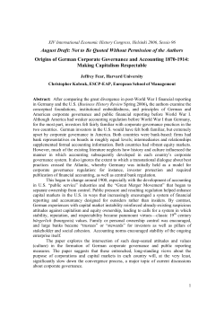 Origins of German Corporate Governance and Accounting 1870-1914
