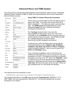 Advanced Recur and TDBE System