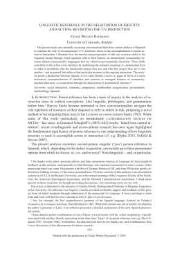 REVISITING THE T/V DISTINCTION CHASE WESLEY RAYMOND