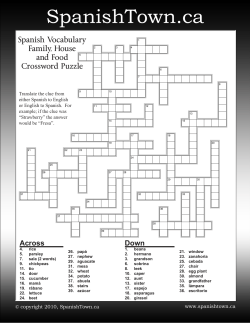 Spanish Crossword Puzzle - Family, House and Food