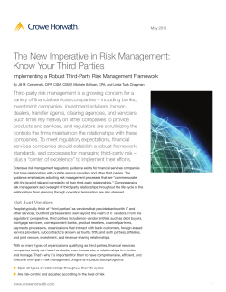 The New Imperative in Risk Management: Know Your Third Parties