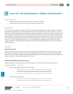 Lesson 26: One-Step Equations―Addition and Subtraction