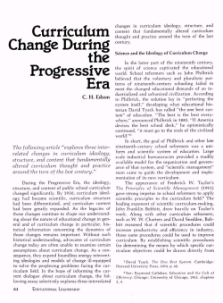 Curriculum Change During the Progressive Era