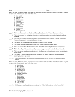 Cold War Unit Test Spring 2014