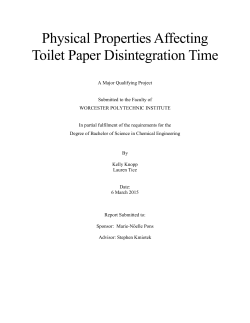 Physical Properties Affecting Toilet Paper Disintegration Time