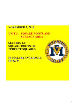 m. maltby ingersoll math 9 november 3, 2016 unit 3: square roots
