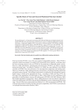 Specific Heats of Neat and Glycerol Plasticized Polyvinyl Alcohol