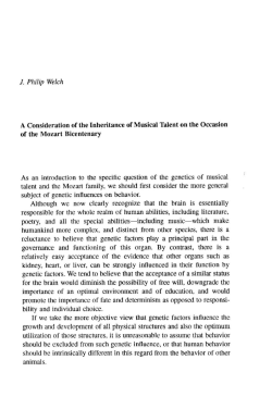 A Consideration of the Inheritance of Musical Talent on the Occasion