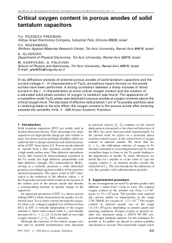 Critical oxygen content in porous anodes of solid tantalum capacitors