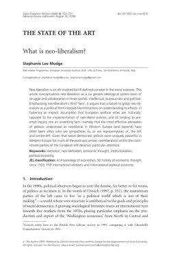 THE STATE OF THE ART What is neo-liberalism?
