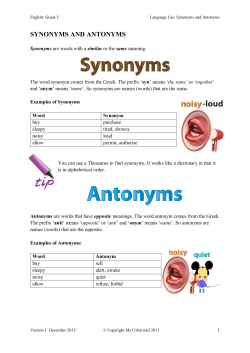 SYNONYMS AND ANTONYMS