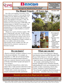 The Bhopal Tragedy - Safety and Chemical Engineering Education
