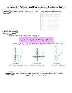 Lesson 3 &ndash; Polynomial Functions in Factored Form