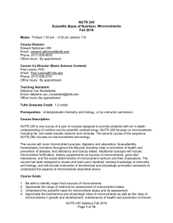 NUTR 0245 - Friedman School of Nutrition Science and Policy