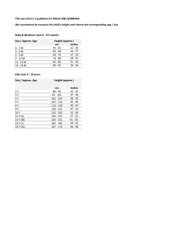 Size / Approx. Age cm inches 0 - 3 M 56 - 62 22 - 24 3 - 6 M 62