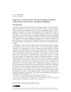 Insult, Fury, and Frustration: The Martyrological Narrative of Ibn