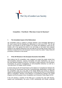 Competition &ndash; Post-Brexit: What does it mean for Business? 1. The
