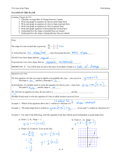 P.4 Lines in the Plane PreCalculus P