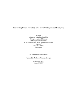 Constructing Modern Masculinity in the Travel Writing of Ernest
