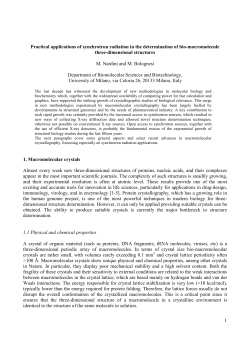 Nardini, Synchrotron Radiation and Biocristallography