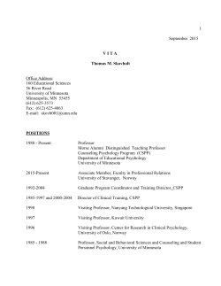 1 September 2015 V I T A Thomas M. Skovholt Office Address: 160