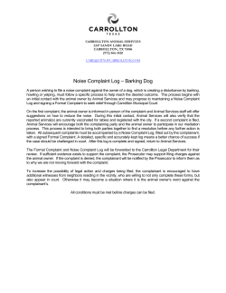 Noise Complaint Log – Barking Dog
