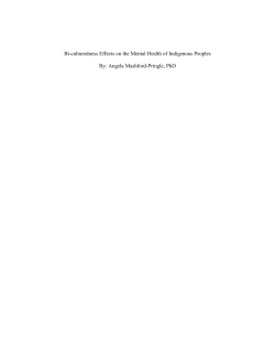 Bi-culturedness Effects on the Mental Health of Indigenous