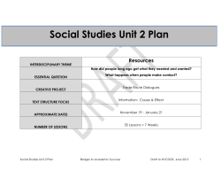 Social Studies Unit 2 Plan - Bridges to Academic Success