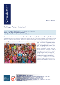 Newsletter - The Hunger Project Switzerland