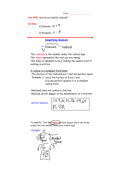 Aim 45 - Simplifying Radicals