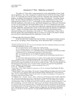 Atonement in 1st Peter &ndash; Reflections on Isaiah 53