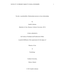 NOVELTY VS PREDICTABILITY IN RELATIONSHIPS 1 Novelty vs