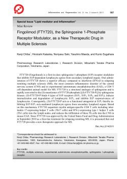Fingolimod (FTY720), the Sphingosine 1