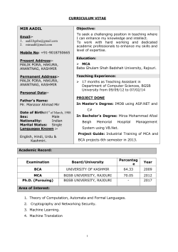 curriculum vitae - BGSB University