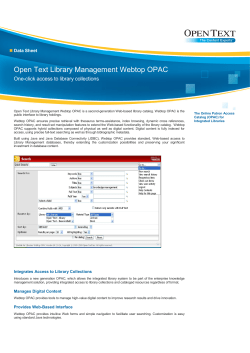OpenText Library Management Webtop OPAC Data Sheet