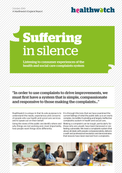 Healthwatch England Complaints Summary 2014