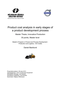 Product cost analysis in early stages of a product