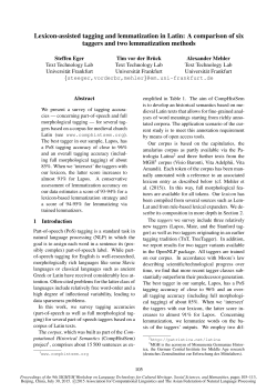 Lexicon-assisted tagging and lemmatization in Latin: A comparison