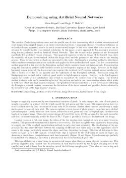 Demosaicing using Arti cial Neural Networks