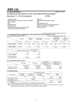 Financial results for Q3 of FY2016 (Consolidated)