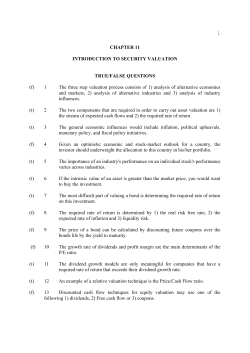 chapter 11 introduction to security valuation true/false