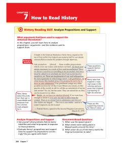 History Reading Skill: Analyze Propositions and Support