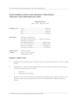 Feed Formulation and Feeding Strategies for Bait and Ornamental