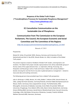 EC Consultative Communication on the Sustainable