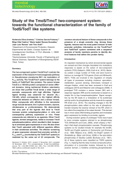 Study of the TmoS/TmoT two‐component system: towards the